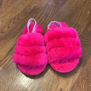 UGG Fuzzy Pink Slide Sandals
